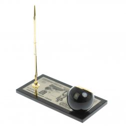 Письменный набор &amp;quot;Купюра 5000 рублей&amp;quot; из черного обсидиана