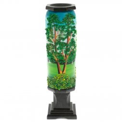 Ваза "Летний пейзаж" из черного змеевика 8х8х29 см