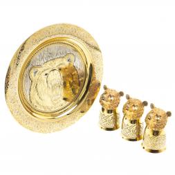 Подарочный набор "Медведь" тарелка и 3 стопки перевертыша Златоуст