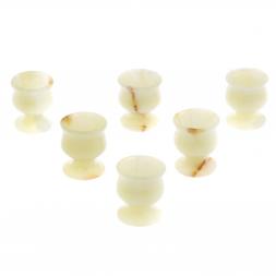 Набор рюмок из зеленого оникса 20 мл 3,8х4,5см 6 шт в коробке (1,5х2)