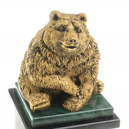 Настольные часы "Медведь сидит" змеевик