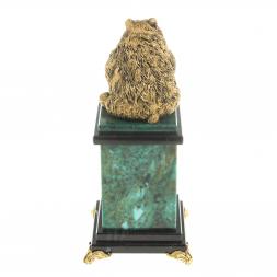 Настольные часы "Медведь сидит" змеевик