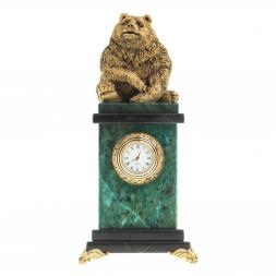 Настольные часы "Медведь сидит" змеевик
