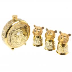 Подарочный набор "Медведь" фляжка и 3 стопки перевертыша Златоуст