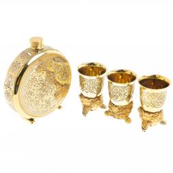 Подарочный набор "Медведь" фляжка и 3 стопки перевертыша Златоуст