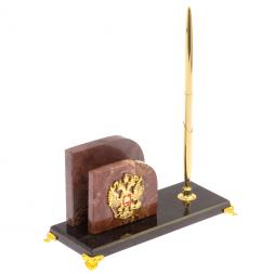 Визитница настольная из лемезита "Герб РФ"