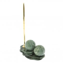 Композиция "Два шара" из офиокальцита с ручкой