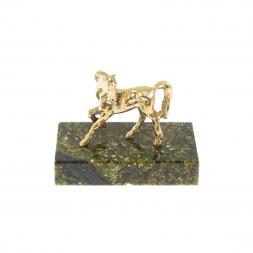 Статуэтка "Лошадка" из бронзы на подставке из светло-зеленого змеевика
