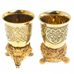 Подарочный набор "Медведь" фляжка и 2 стопки перевертыша Златоуст