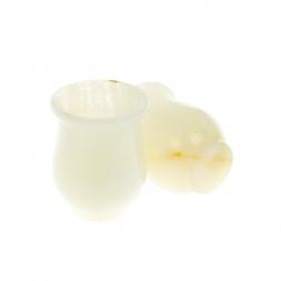 Набор стопок 2 шт "Тюльпан" из белого оникса 3,7х3,7х3,5 см (1,5х2)