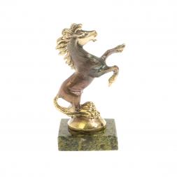 Статуэтка "Конь на дыбах" бронза змеевик