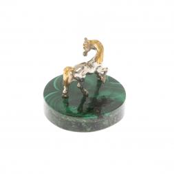 Статуэтка из бронзы "Лошадка" на малахите