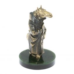 Статуэтка из бронзы "Конь в пальто" из нефрита