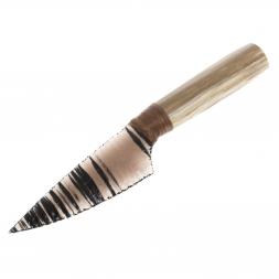 Нож из обсидиана рукоять окаменелое дерево 27х4,5х2,5 см