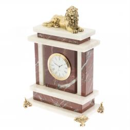 Часы "Лев" из мрамора и креноида