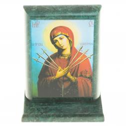 Икона "Семистрельная" змеевик 8х4х9,5 см
