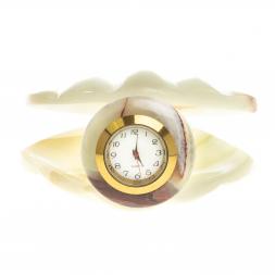 Часы «Ракушка» из камня оникс 9×9х5 см (2,5)