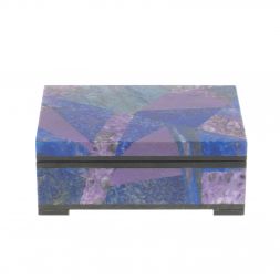 Шкатулка "Мозайка" из лазурита и чароита 11х7,5х4,5 см