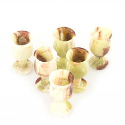 Набор сувенирных рюмок 50 мл на ножке 6 шт камень оникс 5х10 см в коробке (2х4)