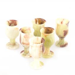 Набор сувенирных рюмок 50 мл на ножке 6 шт камень оникс 5х10 см в коробке (2х4)