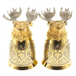 Подарочный набор "Лось" фляжка и 2 стопки перевертыша Златоуст