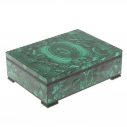 Шкатулка из малахита "Волнение" 20х15х6 см