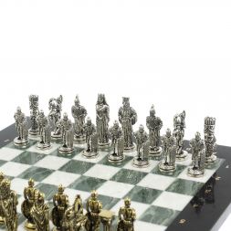 Шахматы подарочные Александр Македонский" доска 36х36 см мрамор / змеевик