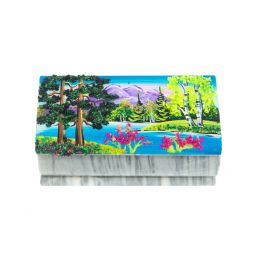 Шкатулка &amp;quot;Лето&amp;quot; из серого мрамора 14,5х7,5х6 см