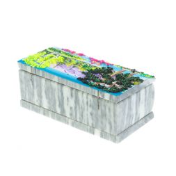 Шкатулка &amp;quot;Лето&amp;quot; из серого мрамора 14,5х7,5х6 см