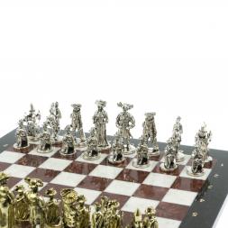Шахматы настольные из камня "Средневековье" 44х44 см мрамор лемезит