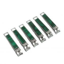 Кусачки для ногтей с камнем малахит