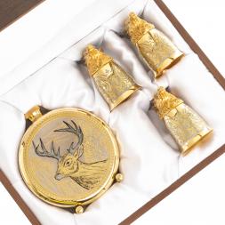 Подарочный набор "Олень" фляжка и 3 стопки перевертыша Златоуст