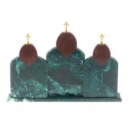 Икона "Триптих" камень змеевик, лемезит 33,5х9,5х24 см