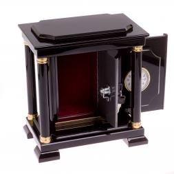 Сейф с часами из черного обсидиана 26х16,5х28 см
