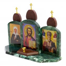 Икона "Триптих" змеевик, лемезит 33,5х9,5х24 см