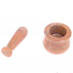 Каменная ступка с пестиком из розового мрамора