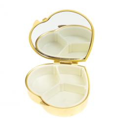 Таблетница "Сердце" с ящерицей на 3 отделения змеевик цвет золото