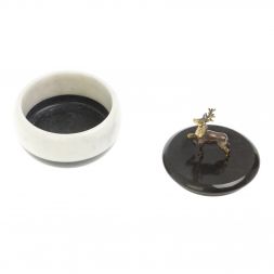 Шкатулка круглая "Олень" мрамор бронза 10х10х11,5 см