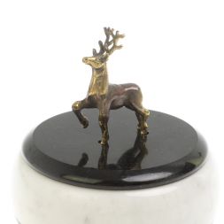 Шкатулка круглая "Олень" мрамор бронза 10х10х11,5 см