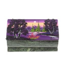 Шкатулка с росписью "Рассвет" камень змеевик 15х7,5х6 см