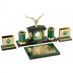 Настольный набор "Орел" малахит и долерит