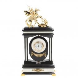 Часы "Георгий Победоносец" из мрамора и долерита с поворотным зеркалом