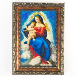 Икона Дева Мария рамка багет 13х18 см, каменная крошка