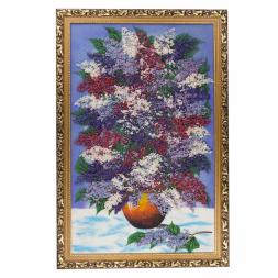 Картина из каменной крошки "Красивая сирень" багет 89х59 см синий фон