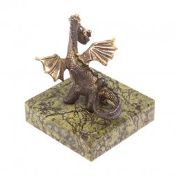 Статуэтка из бронзы "Дракончик" на подставке из змеевика