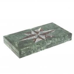 Нарды из камня "Роза ветров" серый мрамор / конгломерат