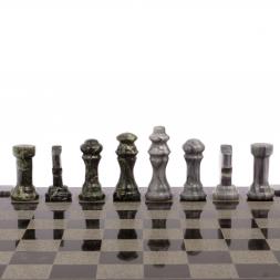 Шахматы с гравировкой "Турнирные" доска 36х36 см мрамор, змеевик