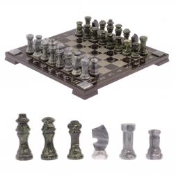 Шахматы с гравировкой "Турнирные" доска 36х36 см мрамор, змеевик