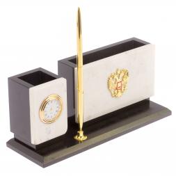 Письменный мини-набор "Герб России" камень мрамор