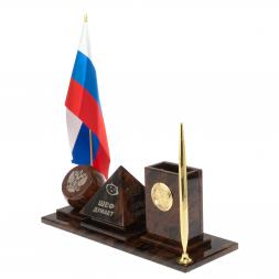 Настольный набор &amp;quot;Шефик&amp;quot; из обсидиана